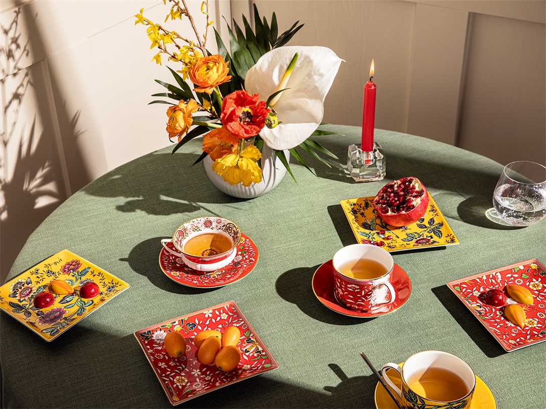 Yellow and red Easter inspired teaware