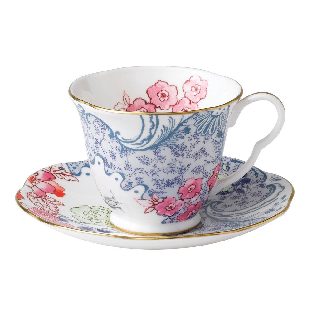Butterfly Bloom Teaware Blue And Pink Teacup & Saucer