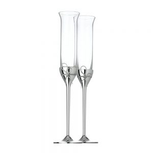 Vera Wang Love Knots Silver Giftware Toasting Flute Pair