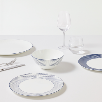 GIO Cereal Bowl Pinstripe White lifestyle 2