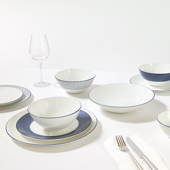 GIO Cereal Bowl Pinstripe White lifestyle 3