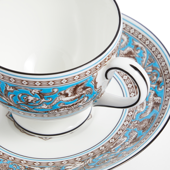 Florentine Turquoise Teacup & Saucer Set of 2