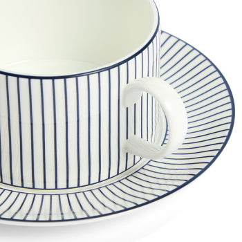 GIO Teacup Saucer Pinstripe White