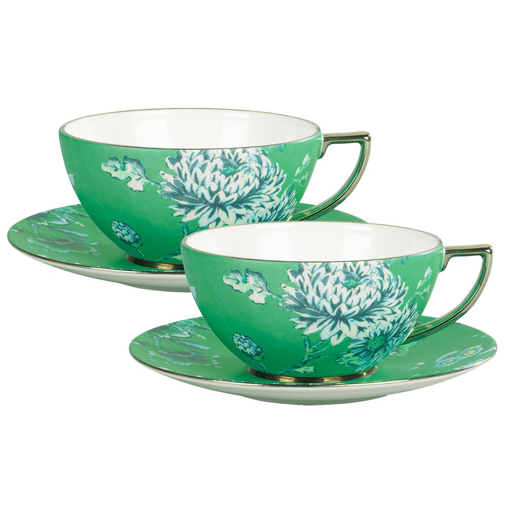 Jasper Conran Chinoiserie Green Set of 2 Teacup & Saucer