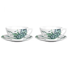 Jasper Conran Chinoiserie White Set of 2 Teacup & Saucer Boxed