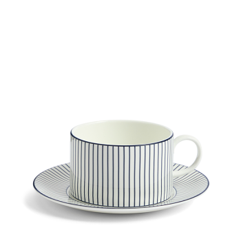 GIO Teacup Saucer Pinstripe White