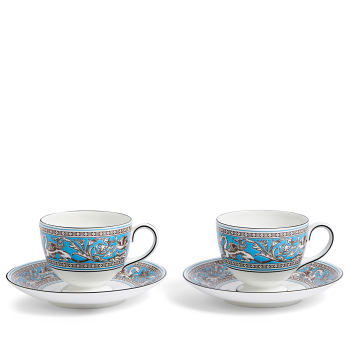 Florentine Turquoise Teacup & Saucer Set of 2