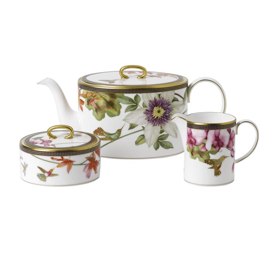 Hummingbird 3 Piece Tea Set White