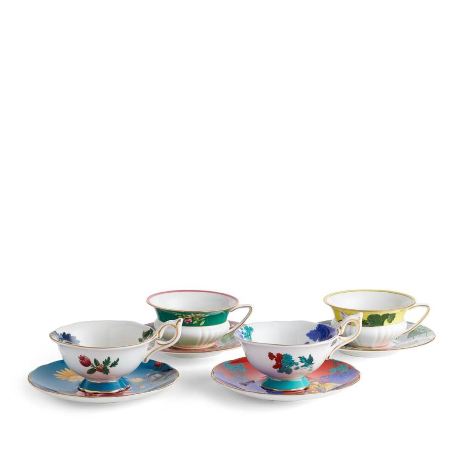Wonderlust Teacup & Saucer, Set of 4