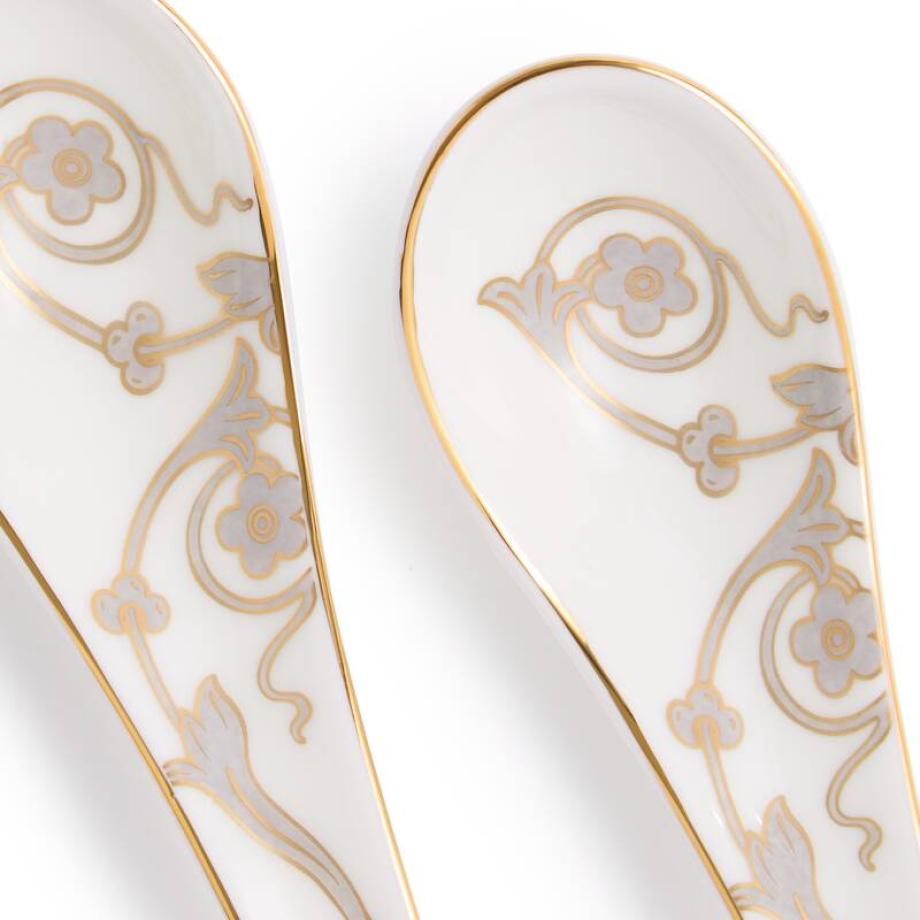 Renaissance grey Chinese Soup Spoon Set of 2 details