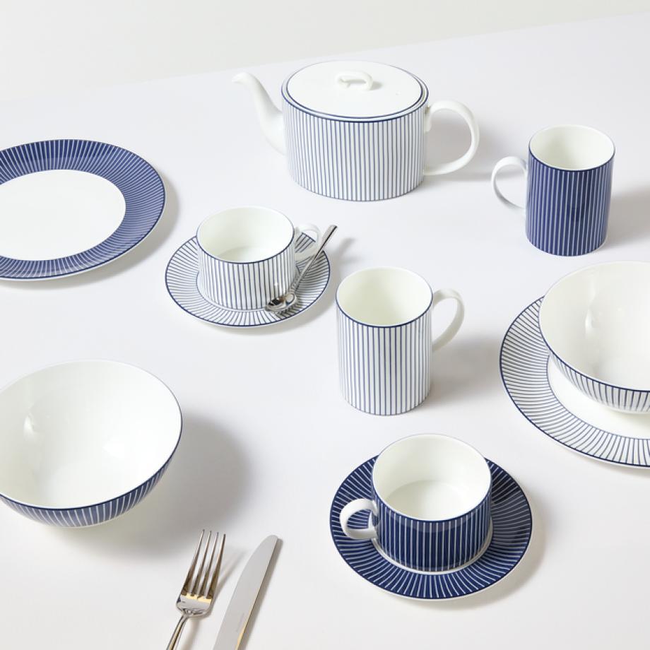 GIO Cereal Bowl Pinstripe White lifestyle 4