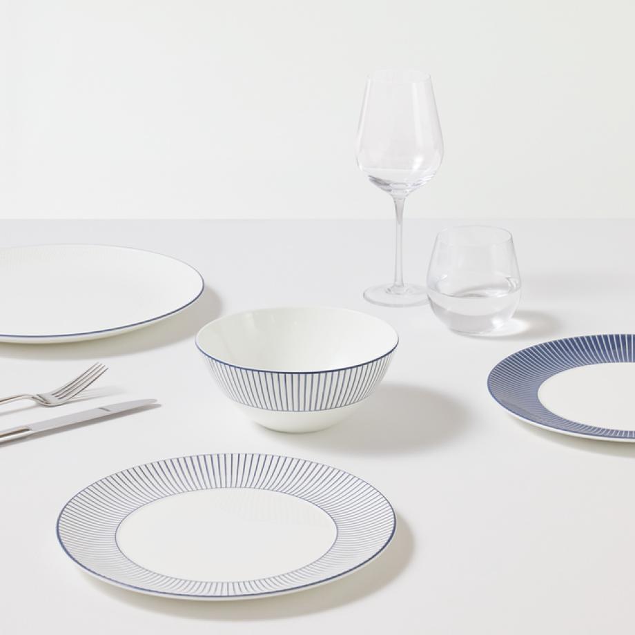 GIO Cereal Bowl Pinstripe White lifestyle 2