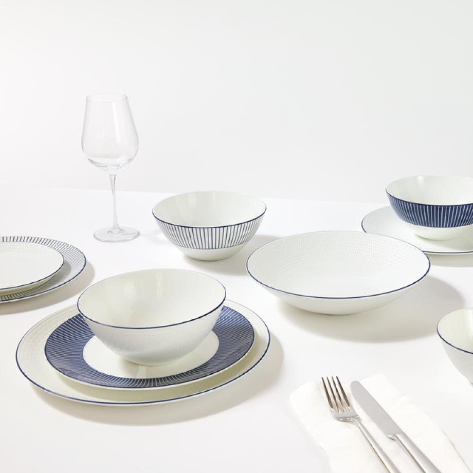 GIO Cereal Bowl Pinstripe Blue lifestyle 3