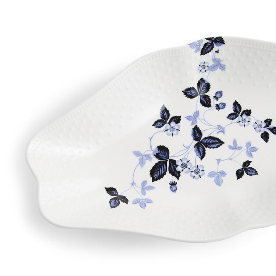 Wild Strawberry Inky Blue Oval Dish 31cm